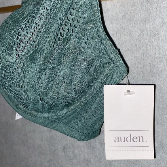 5/$25 Auden unlined balconette underwire bra, green with gold tone accents, 36C - Picture 2 of 7